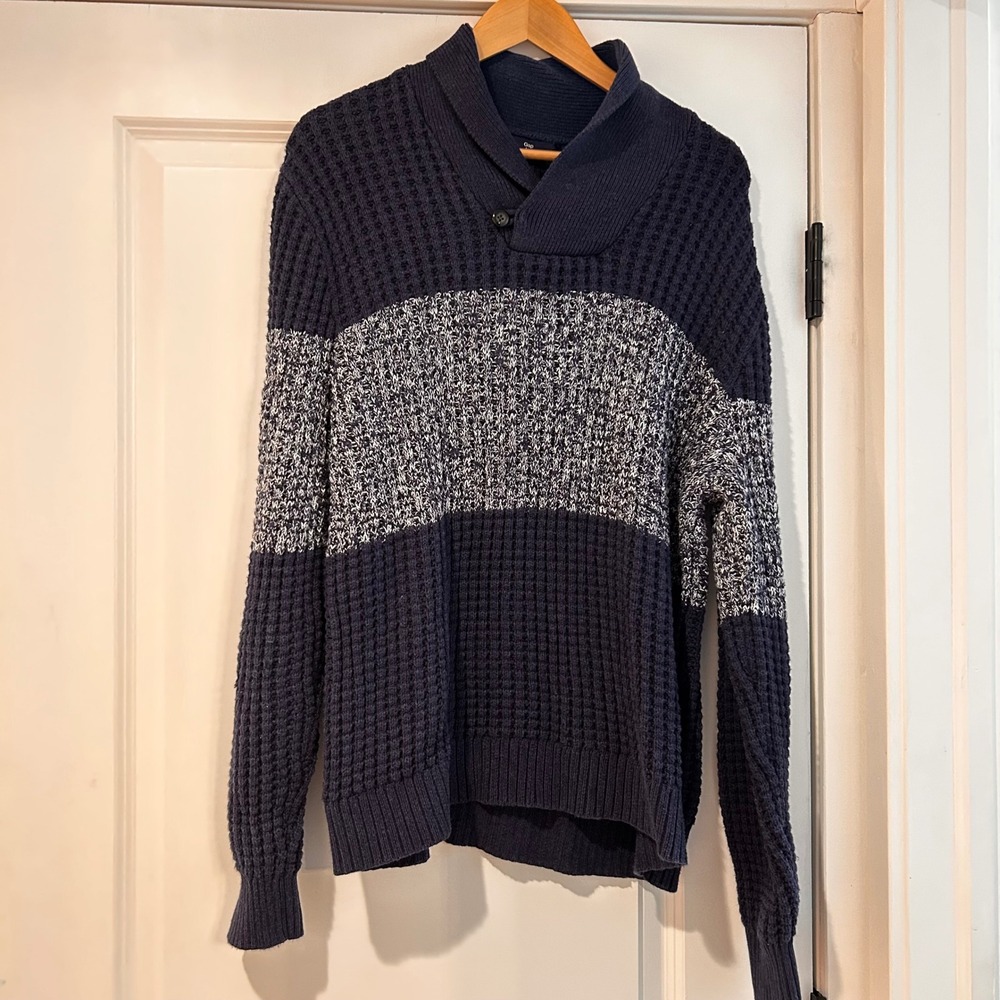 Vintage Gap Preppy Men's Shawl Collar Chunky Knit Sweater Large Grandpa Academia